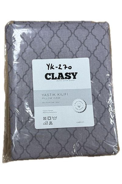 Clasy Ranforce 100% Cotton 2 Pieces Pillow Case Striped Patterned Purple