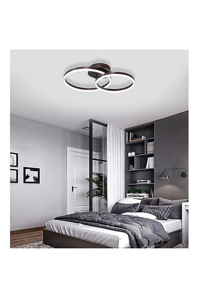 Sueva Black LED Chandelier 2 Circles, 2.4G WiFi Remote Control 3 Lights Dimmable
