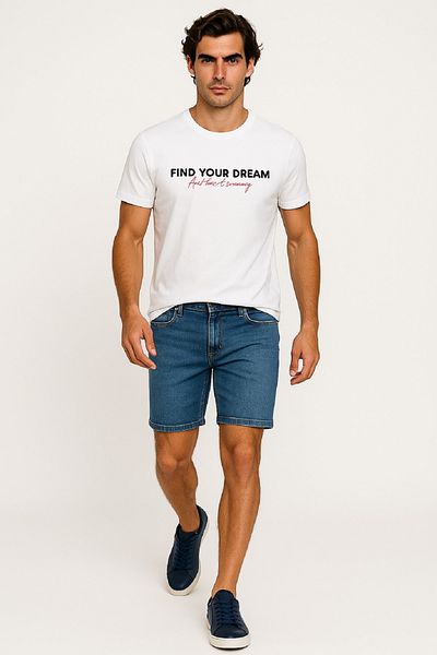 OIL PARK Crew Neck Find Your Dream Text Printed Slim Fit Mold 100% Cotton T-Shirt