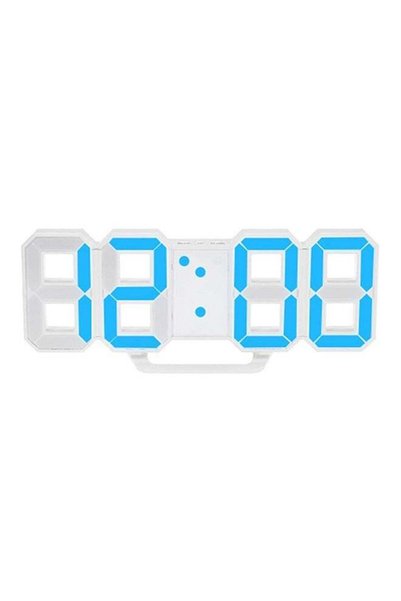 Generic Modern Design Large Size Digital LED Wall Clock White/Blue