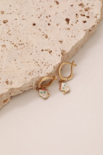 YAVUZ KUYUMCULUK 14 Ayar Altın Sallantılı Kedi Figürlü J Küpe