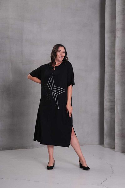 Esina Viscose Oversize Dress with Stone Detail