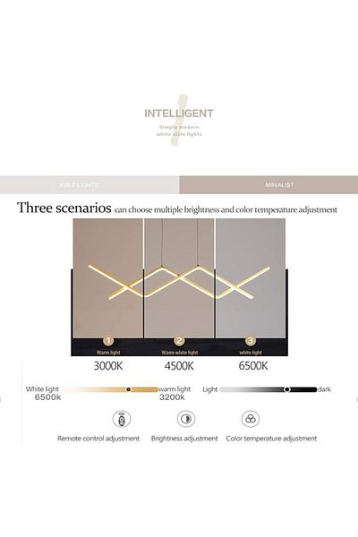 Sueva Minimalist Gold LED Chandelier, 2.4G WiFi Remote Control 3 Lights Dimmable