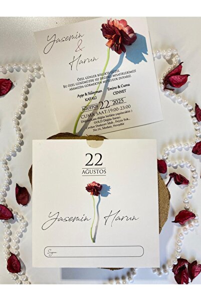 gizemlitohumlar 50 Adet Baskı Dahildir Düğün, Nişan, Nikah Davetiyesi, (DİJİTAL GÖRSEL HEDİYELİ)