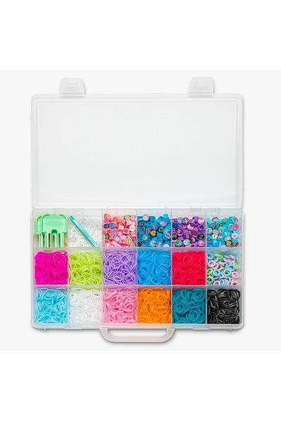 TOYFEST Rainbow Loom Beadmoji Deluxe Set - 2200 Colorful Elastics & 340 Emoji Beads, Includes Quick Loom