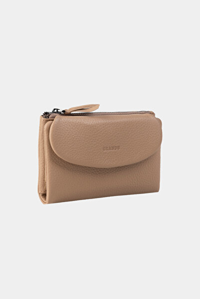 Grande Women's Genuine Leather Multi-Eye Wallet Camel