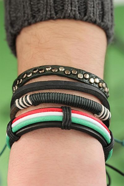 BESKAR Mixed Color Multiple Leather Men's Bracelet Combination