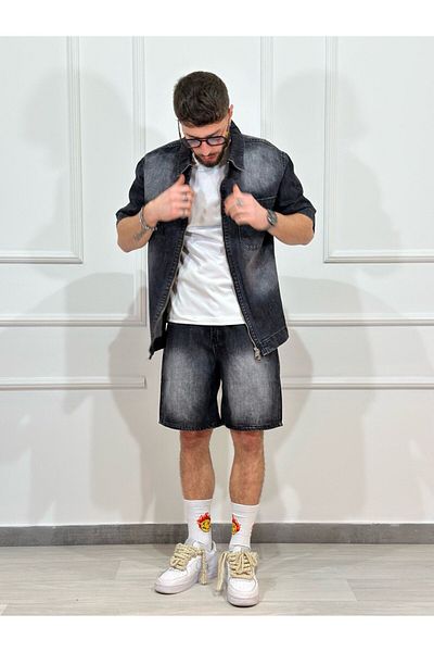 Urban Collection Men's versatile black denim suit