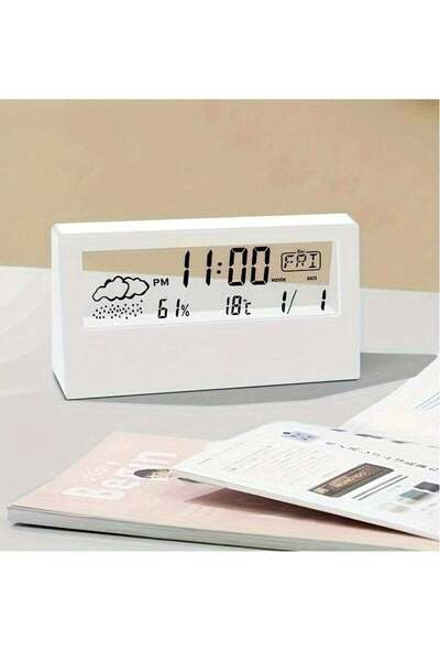 Generic PAMEER Smart Weather Clock with Digital Thermometer & Hygrometer - Silent Desk Alarm, Perpetual Cal
