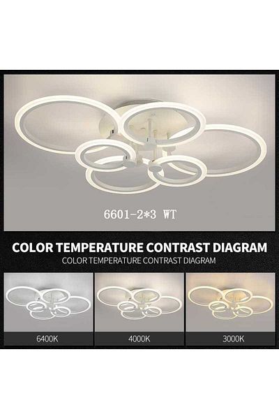 Sueva 6-circle LED chandelier, 2.4G WiFi remote control, 3 dimmable lights
