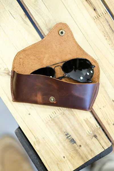 naft Beylik - Real Leather Glasses Case - Black Color