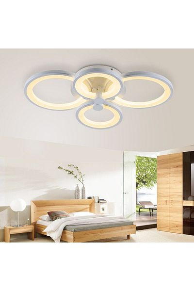 Jiju White Chandelier 4 Circles, EMG, LED with Remote Control, Warm / Cold Light, Power 110W