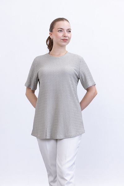 Linvey Summer Casual Comfortable Fit Short Sleeve Wrinkle Blouse T-Shirt