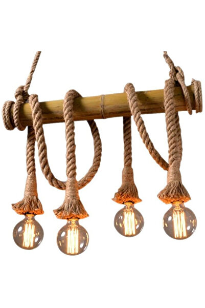 Jiju Πολυέλαιος JIJU® με 4 υποδοχές από μπαμπού E27