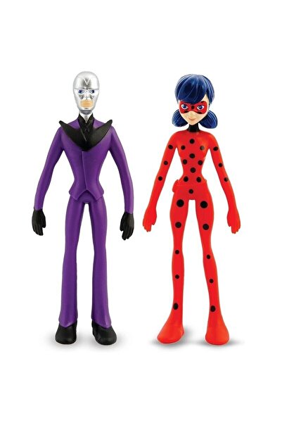 Miraculous Set figurine Bend-Ems Miraculous, Buburuza si Hawk Moth, 14cm, material flexibil, include sticker