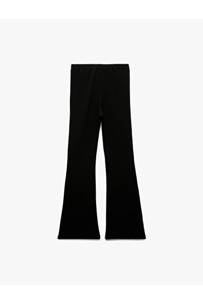 Koton Stone Detailed Elastic Waist Black Girl's Trousers 6Wkg40036Ak