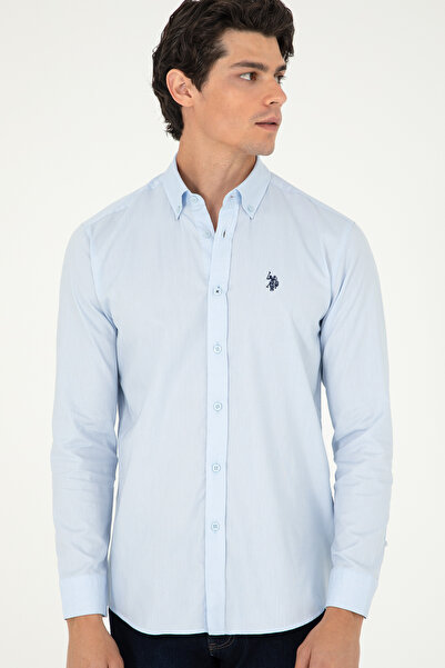 U.S. Polo Assn. Camasa Barbat Albastru Deschis Cu Logo