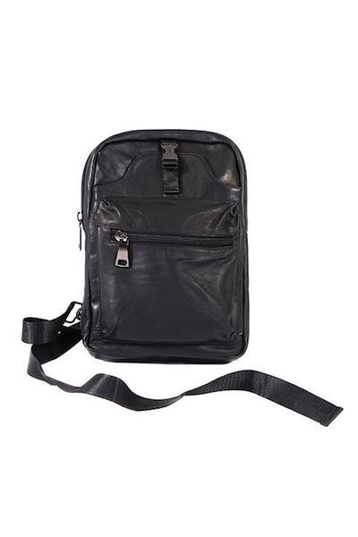 L-line fashion Men's bag, made of genuine leather, black, with a fixed handle and an adjustable strap, dimensions: 35/25/7cm