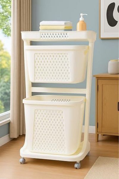 LIVVY 3 Tier Plastic Storage Organizer Cart with Wheels