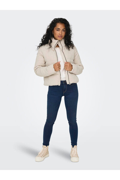 ONLY Dolly Corduroy Puffer Stand Collar Μπεζ γυναικείο παλτό 15304768