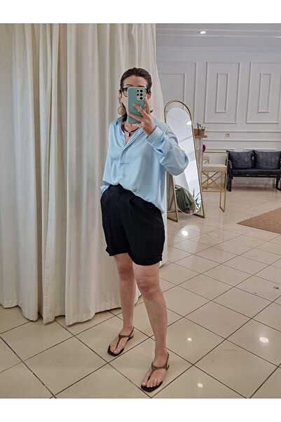 pudubutik Pocketed Satin Shorts Black