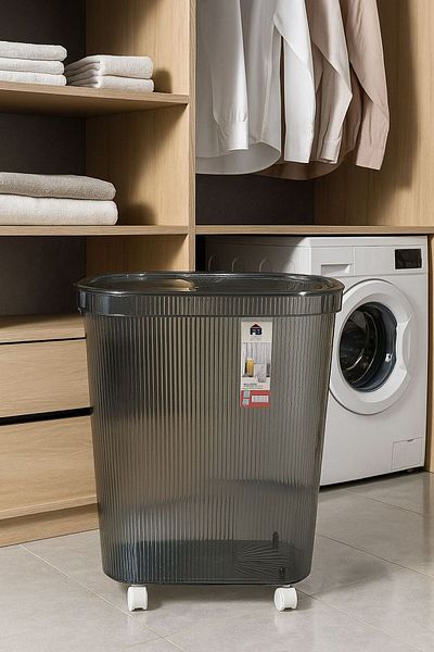 MOSTAFA Acrylic laundry basket, transparent black
