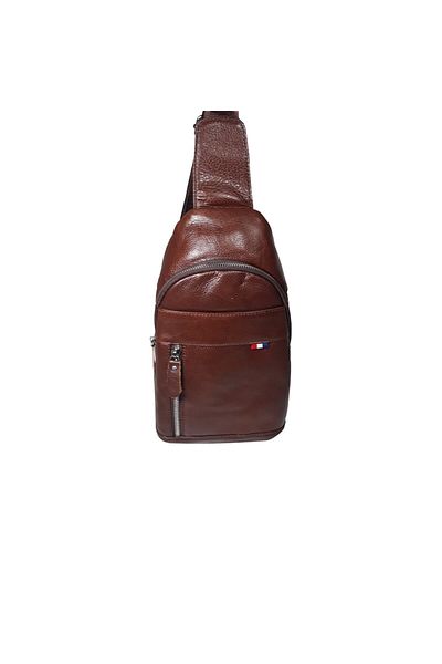 L-line fashion Men's bag, made of genuine leather, chestnut brown, size 30x15x8cm
