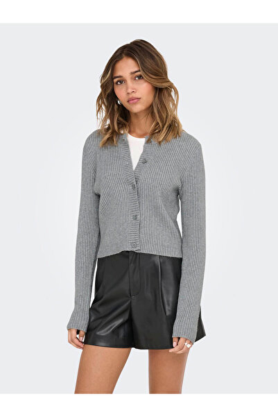 ONLY Onlkatıa Ls Button Gray Women's Cardigan 15311840
