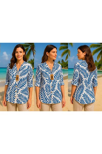 citycenterfashion Women's Plus Size Fold Sleeve Shirt Blouse cty-akc-uzd1 100% Cotton Organic Linen