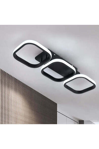 KORMAN TECHNIK Πολυέλαιος LED VERTEX 32W, 3 Τετράγωνα, Γραμμικός, Ψυχρό/Ζεστό/Ουδέτερο Φως, Μαύρος