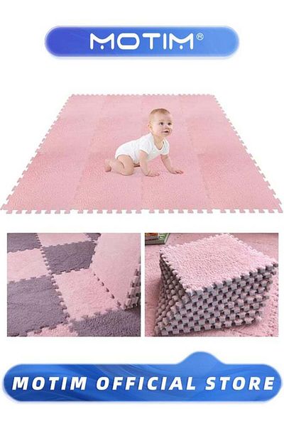 Generic Motim 12PCS Soft EVA Foam Mats Shaggy Fluffy Tiles 30 * 30 * 1CM Rugs Protective Floor Tiles Exerci