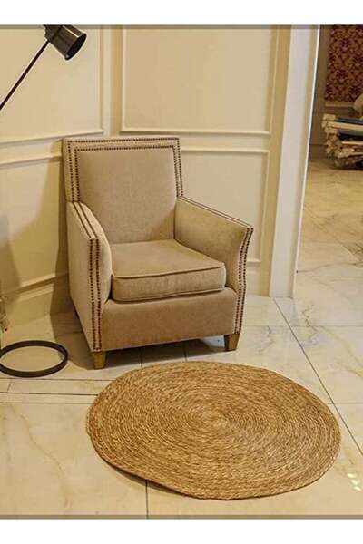 Generic Handwoven Natural Jute Round Rug – 80x80cm for Living Room, Bedroom, ...