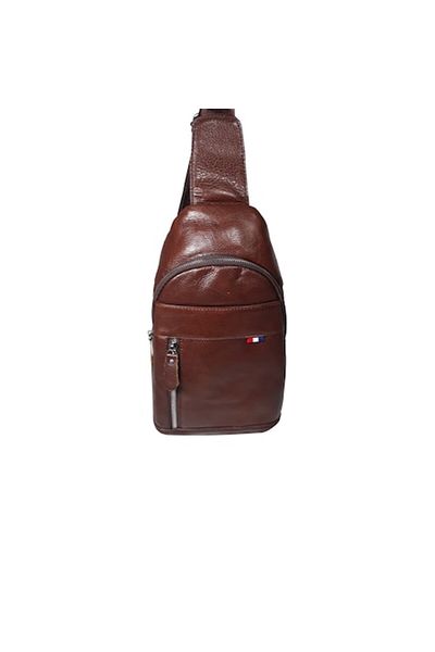 L-line fashion Men's bag, made of genuine leather, chestnut brown, size 30x15x8cm