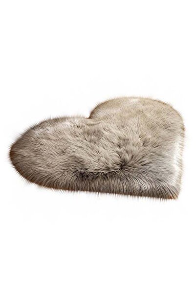 Generic Heart Shaped Anti Skid Soft Fabric Carpet Beige 30x40cm