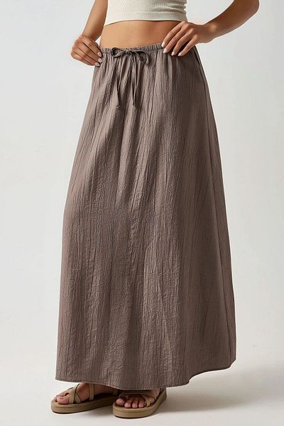 Hiccup High Waist Textured Long Skirt