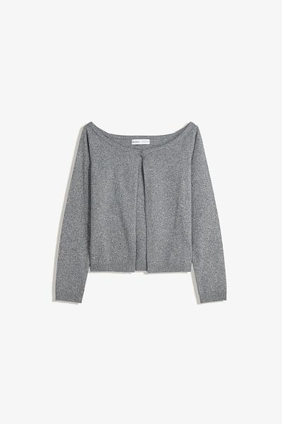 Bershka Bardot neckline single button cardigan