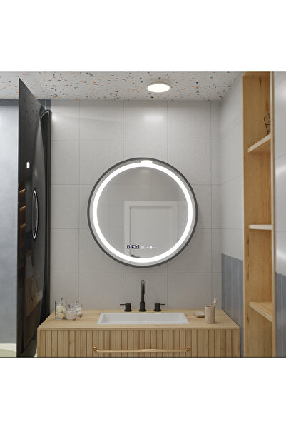 Alista Home Oglinda LED Rotunda, 80 cm, Celeste Majeste Noir MotionGlow Marcello