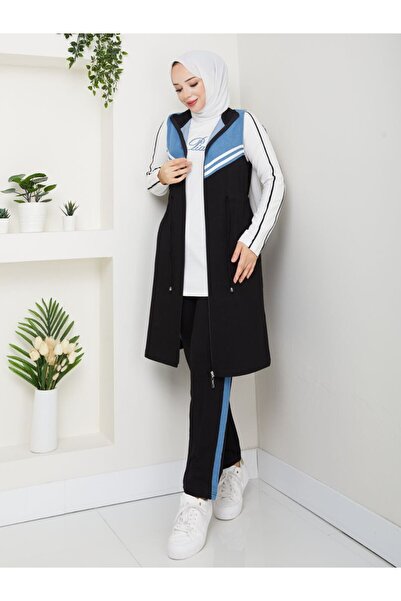 moda4b Γυναικείο αθλητικό σετ 3 τεμαχίων – Βαμβακερό και τζιν ύφασμα δύο κλωσ...