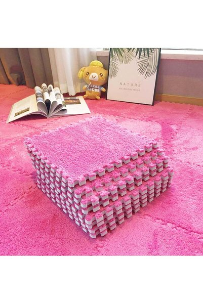 Generic 12PCS Plush Foam Floor Mat for Baby Kids Thickened Interlocking Play ...