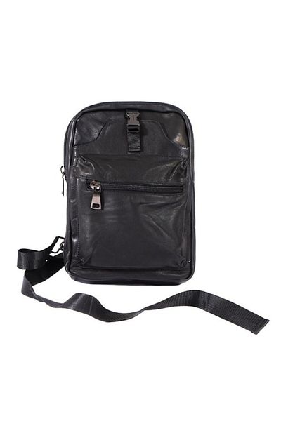 L-line fashion Men's bag, made of genuine leather, black, with a fixed handle and an adjustable strap, dimensions: 35/25/7cm