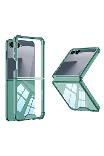 AktarMobile Galaxy Z Flip 7 uyumlu Kılıf Cam Arka Kapak Anti Shock Darbe Emic...