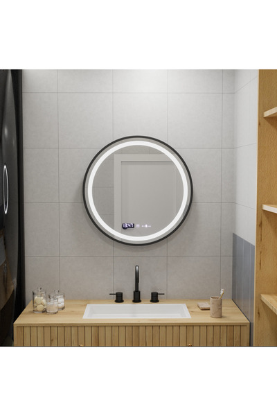 Alista Home Oglinda LED Rotunda, 60 cm, Celeste Majeste Noir MotionGlow Marcello