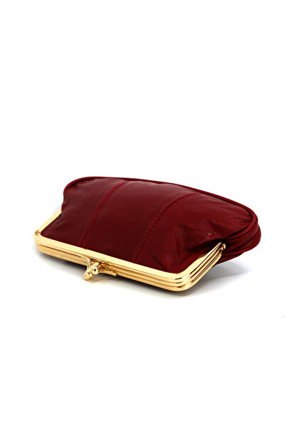 Çanta Trend Red Genuine Leather Clip-On Women's Wallet