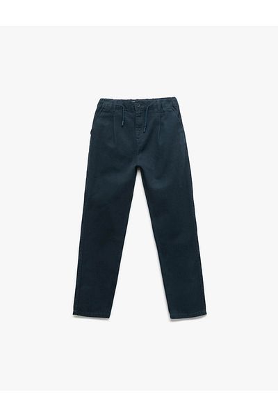 Koton Cotton Button Detailed Navy Blue Boy's Trousers 6Wkb40009Tw