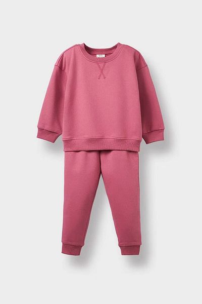 DeFacto 2-Pack Soft Furry Inside Sweatshirt Sweatpants Purple Baby Girl Bottom-Top Set E8360A5/Pr220