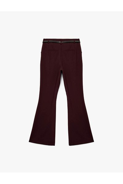 Koton Slim Fit Pocketed Belt Detailed Spanish Leg Fabric Trousers