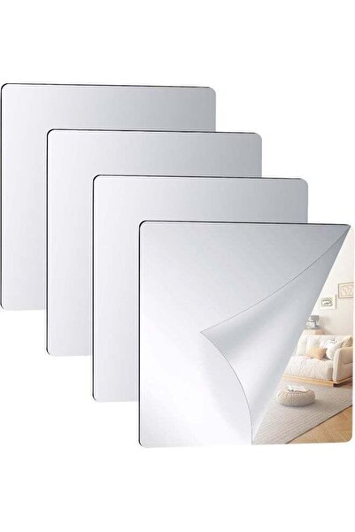 Generic 4 Pcs Self Adhesive Acrylic Mirror - 7.8in×7.8in Flexible Plastic Mir...