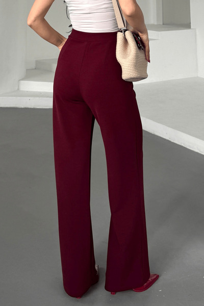 Paw Garage Women's Loretta Pleated Waist Palazzo Pants, Crepe Fabric, 4 Seasons