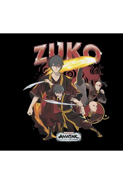 fame-stoned Avatar the Last Airbender Zuko Printed 100% Cotton Unisex Black T-Shirt