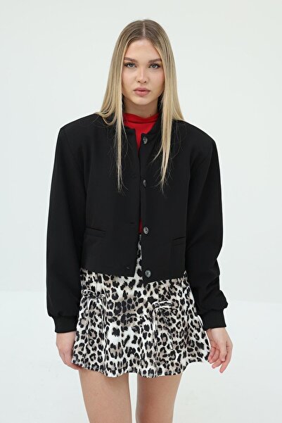 Chef d'atelier Jachetă bomber crop pentru femei cu model leopard